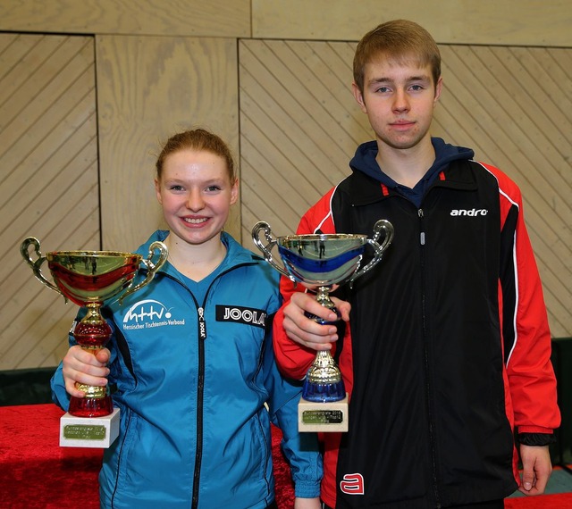 Sieger DTTB TOP-12 Anne Bundesmann (TSV 1909 Langstadt) und Gerrit Engemann (TTC GW Bad Hamm) Foto: Steinbrenner